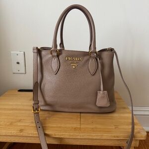 Prada Taupe Leather Handbag Crossbody